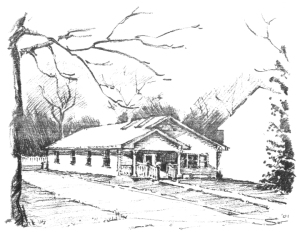 Illustration of the Ames Friends Meeting house 