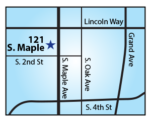 map to Ames Friends Meeting 121 South Maple, Ames, Iowa